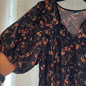 Old Navy • Navy Blue Blouse with Floral Design
